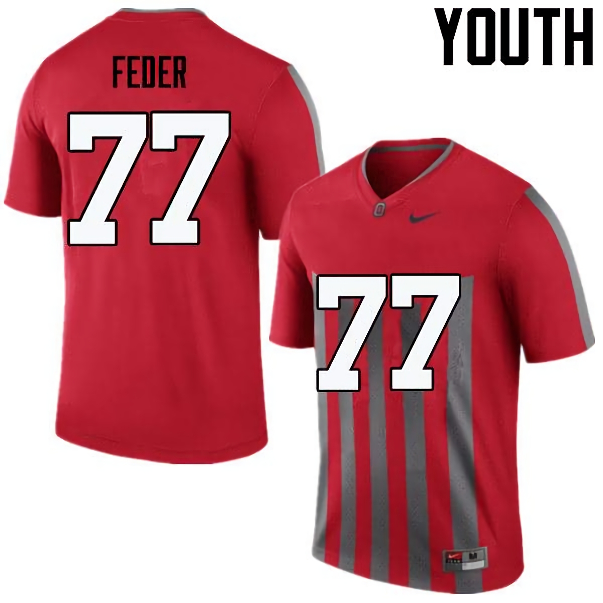 Kevin Feder Ohio State Buckeyes Youth NCAA #77 Nike Throwback Red College Stitched Football Jersey CEN2656CE